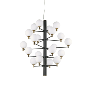 Suspension 20 lampes design Ideal lux Copernico Noir Métal 197333