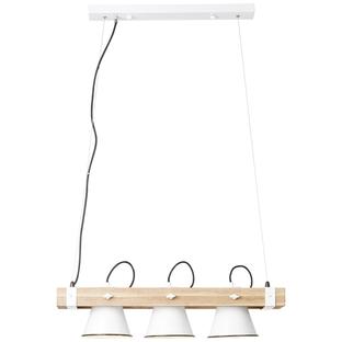 Suspension 3 lampes design Brilliant Plow Blanc Bois 82173/05