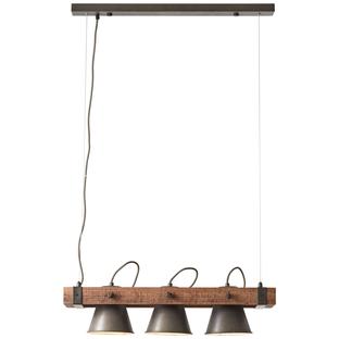 Suspension 3 lampes design Brilliant Plow Noir Bois 82173/46