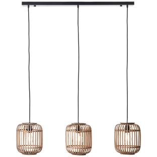 Suspension 3 lampes design Brilliant Wiley Beige Bambou 93778/20