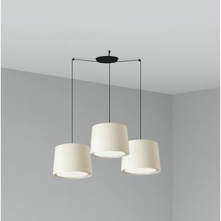 Suspension 3 lampes design Faro Conga Blanc Métal - Tissus 64314-54-3L