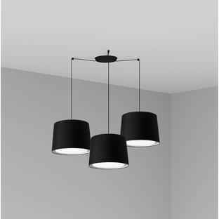Suspension 3 lampes design Faro Conga Noir Métal - Tissus 64314-56-3L