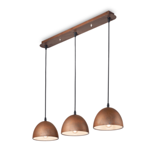 Suspension 3 lampes design Ideal lux Folk Rouille Métal 174235