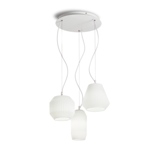 Suspension 3 lampes design Ideal lux Origami Blanc Métal 198095