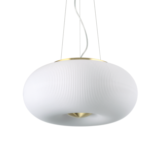 Suspension 3 lampes design Ideal lux Arizona Laiton Verre 214474