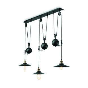 Suspension 3 lampes design Ideal lux Up And Down Noir Métal 136349