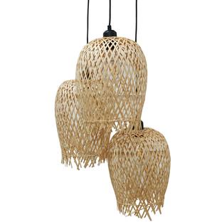 Suspension 3 lampes design Lo Select Vayla Noir Bambou HM18337A MAT BK