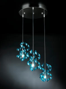 Suspension 3 lampes design Metal Lux Astro Chrome Verre 206.513.08