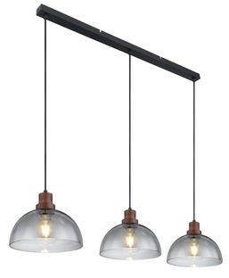 Suspension 3 lumières design Globo Salsa Noir Métal 15562-3H1