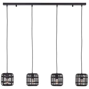 Suspension 4 lampes design Brilliant Crosstown Beige Bois 99263/76