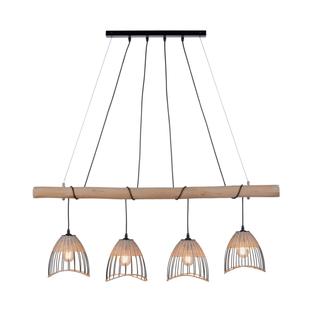 Suspension 4 lampes design Leuchten Direkt Reed Beige Bois 11156-79