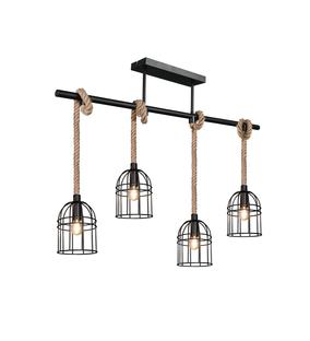 Suspension 4 lampes design Trio Wodan Noir Métal R60444032