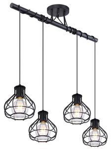 Suspension 4 lumières design Globo Clastra Noir Métal 15388-4D