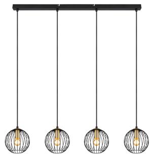 Suspension 4 lumières design Globo Eusebius Noir Métal 15589-4H