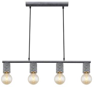 Suspension 4 lumières design Globo Freddy Gris Métal 54036-4H