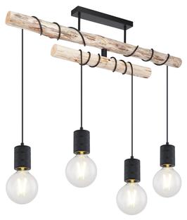 Suspension 4 lumières design Globo Hermine Noir Métal 54030-4D