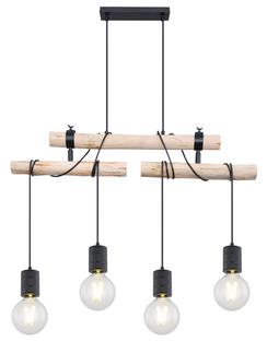 Suspension 4 lumières design Globo Hermine Noir Métal 54030-4H1