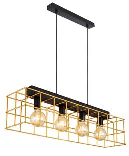 Suspension 4 lumières design Globo Merril Noir Métal 15530B-4H