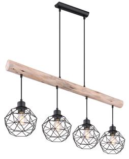 Suspension 4 lumières design Globo Theodor Noir Métal 15416-4