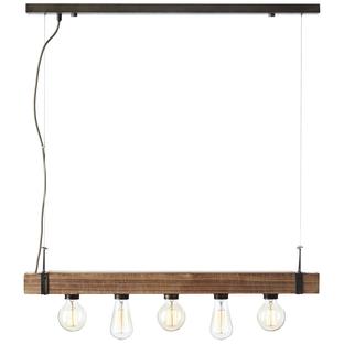 Suspension 5 lampes design Brilliant Woodhill Noir Bois 93725/76