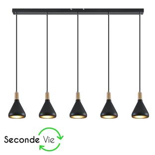 Suspension 5 lampes design Cocktail Lo Select - Reconditionnée Lo Retour Noir Metal LOL-P27944BK.5B