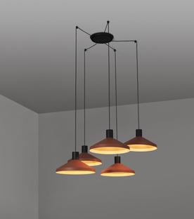 Suspension 5 lampes design Faro Kombo Terracotta Métal 68597-5L