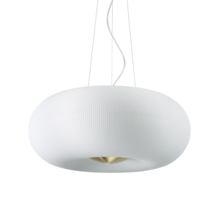 Suspension 5 lampes design Ideal lux Arizona Laiton Verre 214481