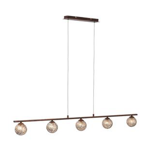 Suspension 5 lampes design Neuhaus Greta Rouille Aluminium 2040-48