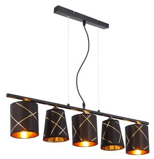 Suspension 5 lumières design Globo Bemmo Noir Métal 15431-5H