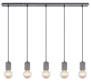 Suspension 5 lumières design Globo Freddy Gris Métal 54036-5H