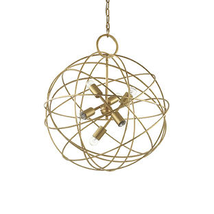 Suspension 6 lampes design Ideal lux Konse Or Métal 156026