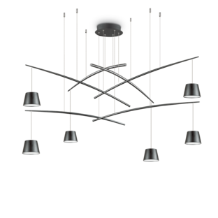 Suspension 6 lampes led Ideal lux Fish Noir Métal 196992