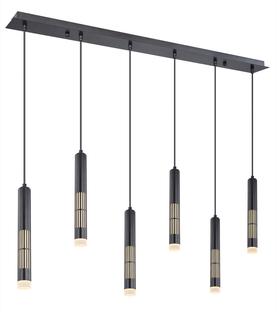 Suspension 6 lumières led Globo Atri Noir Métal 15630-6H