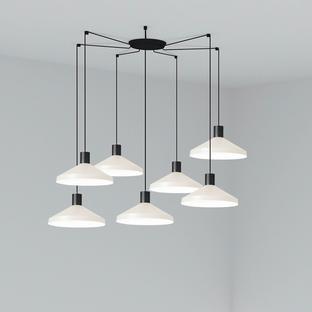 Suspension 7 lampes design Faro Kombo Beige Métal 68596-7L