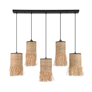 Suspension Formentera Ø 90 cm - 5xE27 - Bana - Raphia frangé - Market set - PR503489