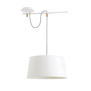 Suspension design Faro Fusta Blanc Metal + Tissu Abat Jour 28394