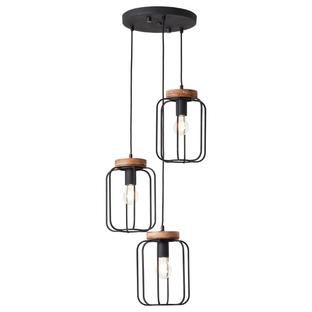 Suspension Tosh - 3xE27 - Noir - Métal / Bois - Brilliant  - 99502/66