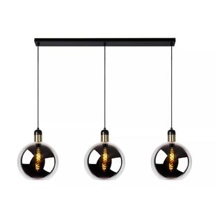 Suspension en verre JULIUS 3xE27 - Noir Métal - Lucide - 34438/03/65