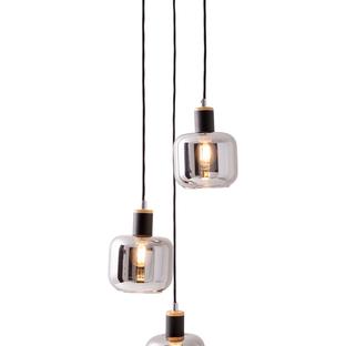 Suspensions 3 lampes design Näve Fumoso Noir Métal - Verre 6116722
