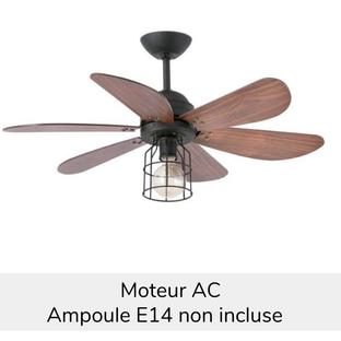 Ventilateur de plafond Chicago Ø 91 cm - Marron foncé - Fibre bois - E27 - Faro - 33703