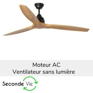Ventilateur de plafond Lantau Ø 152 cm sans LED - Marron clair - Noyer - Faro - Reconditionnée Lo Retour Noir Acier LOL-33718