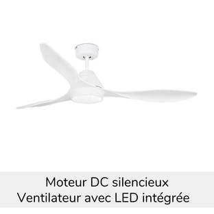 Ventilateur de plafond Polaris Ø 132 cm avec LED - ABS Blanc - Faro - 33346