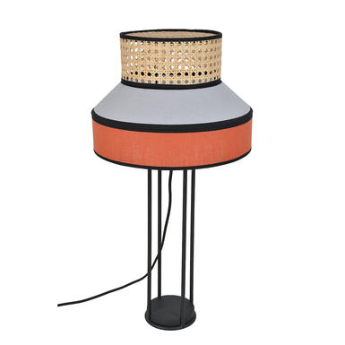 Lampe de table Singapour H 59 cm - Gris clair / Épices - Lin / Cannage naturel - PR503454