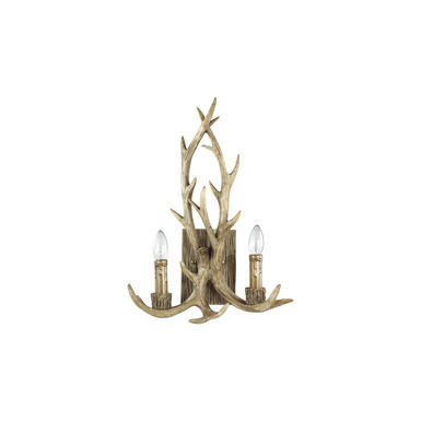 Applique 2 lampes design Ideal lux Chalet Beige Résine imitation bois 115511