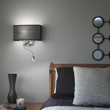 Applique avec abat jour Ideal lux Hotel Noir Acier 035956