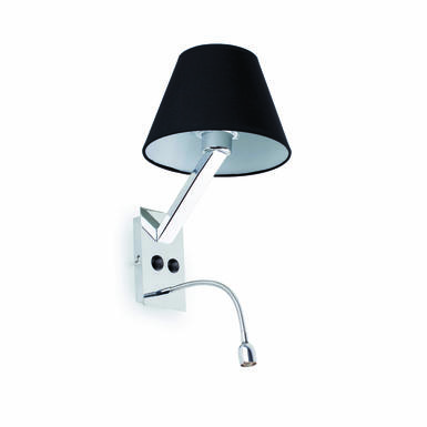 Applique avec liseuse design Faro Moma Noir Acier 68507