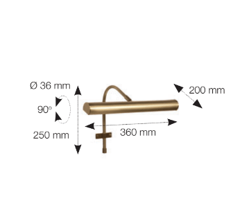 Éclairage tableaux Gamme 6000 - Cvl - Ø 3 cm - 2xE14 - Bruni - RT60362BR