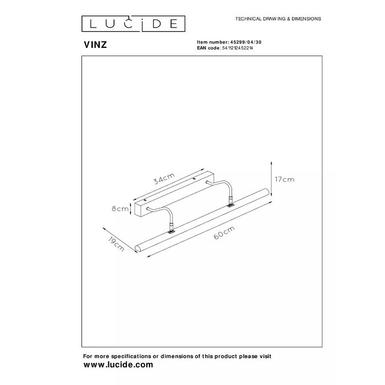 Appliques pour tableaux VINZ - 2xG9 - Noir - Lucide VINZ Noir Métal 45299/04/30