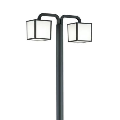 Borne extérieure 2 lampes led Trio Cubango Gris anthracite Fonte d'aluminium 421560242