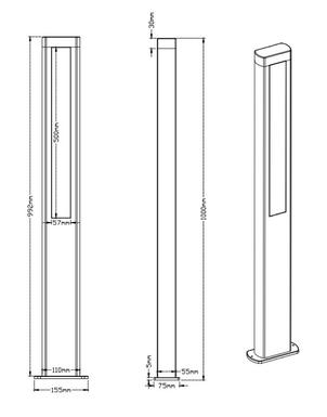 Borne extérieure 2 lampes led Trio Rhine Anthracite Aluminium 421660242